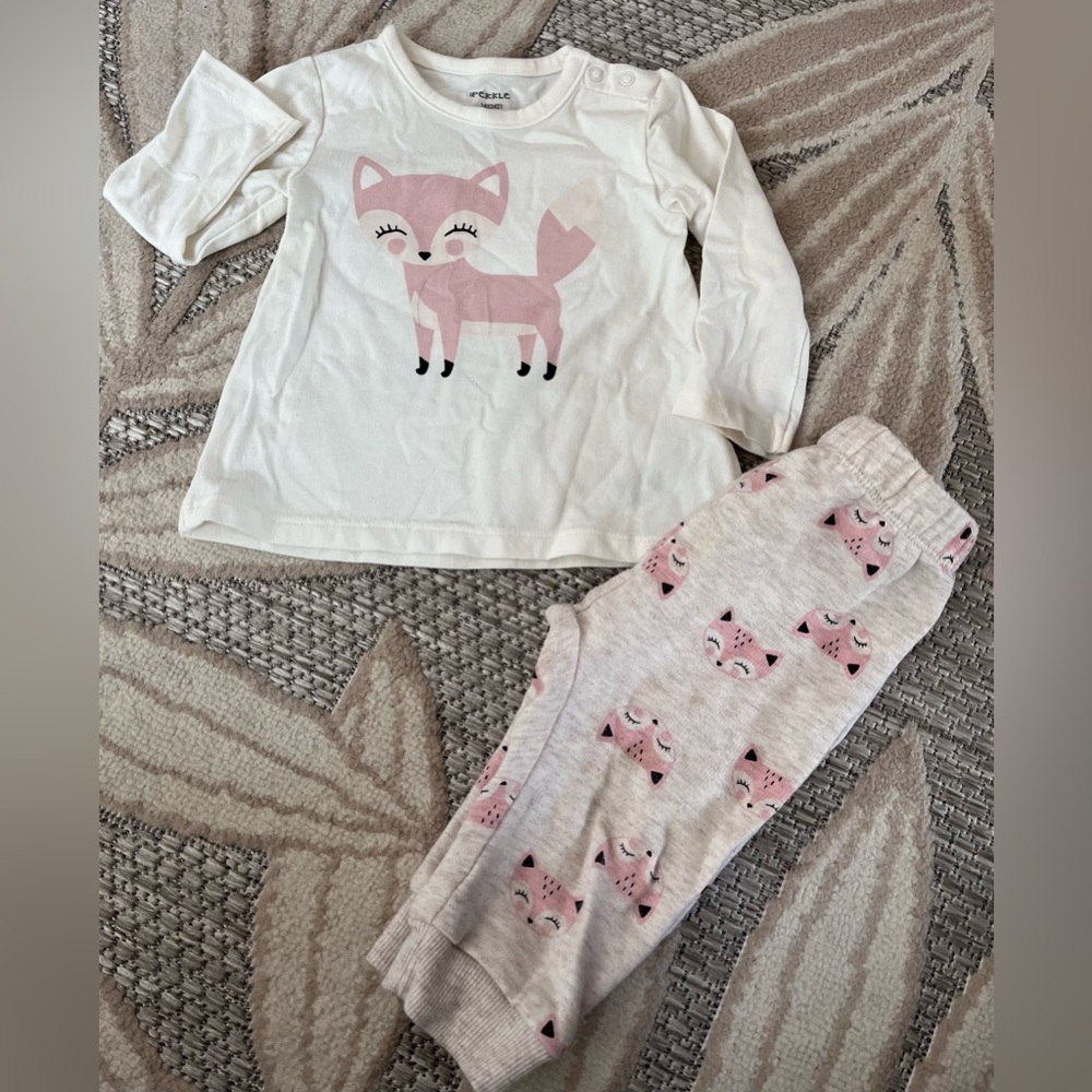⭐️5/$25⭐️ Pink and White Fox Matching Outfit Set 6M